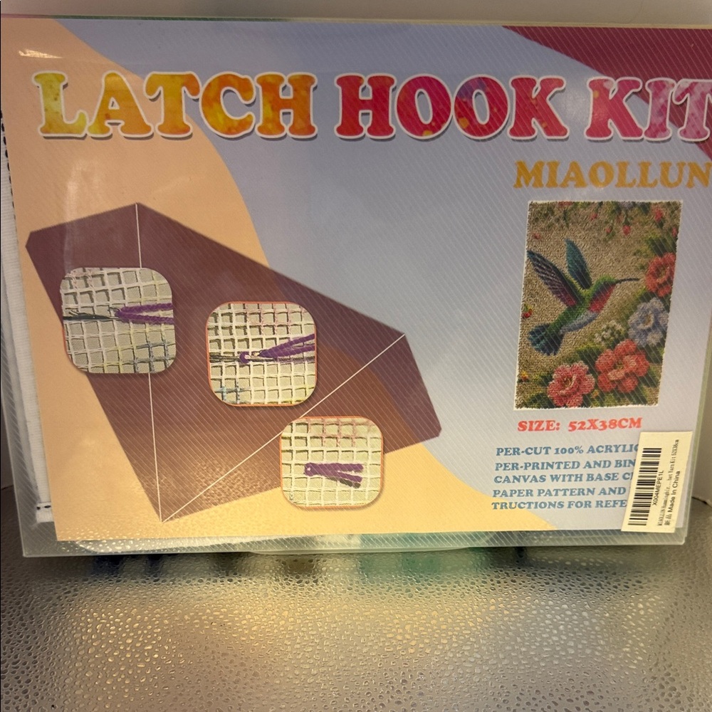 Latch Hook Kit with Hummingbird Design - Multicolor